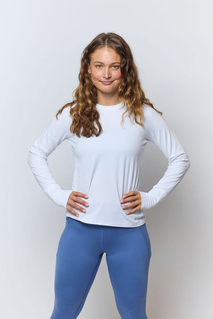 Goal Five Go Again women's full-length leggings in coastal XS, featuring a comfortable fit and stylish design.