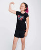 Goal Five Equal Play girls' black T-shirt, casual lifestyle image showing the comfortable, stylish design for kids.