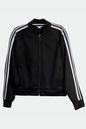 Black Goal Five Powerstripe LS Track Jacket for lifestyle wear, shown on a model, featuring a sleek design and comfortable fit.