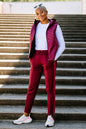 Goal Five black lifestyle Powerstripe mid-rise 28-inch 7/8 length track pant, shown in XS, featuring a sleek design.