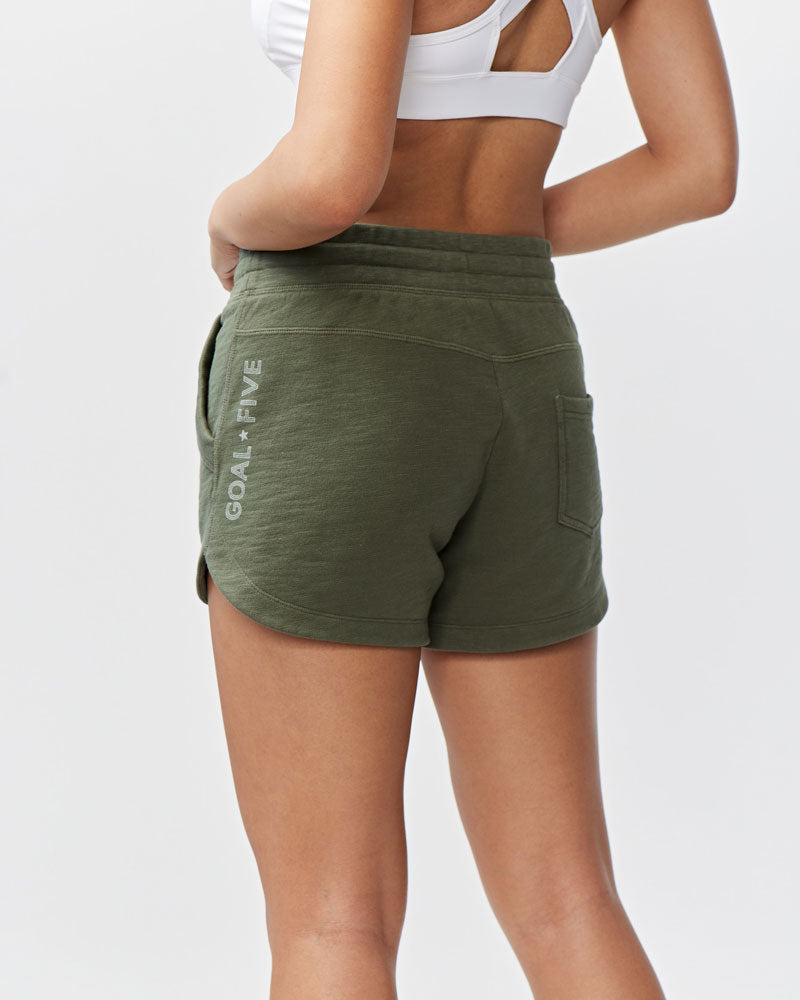 Goal Five Freasy Short in dark moss, a stylish men's lifestyle short with comfortable fit and casual design.