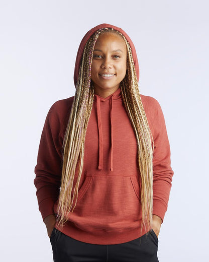 Dark teal Goal Five Freasy women's relaxed fit hoodie, lifestyle image showing front view and casual style.