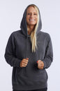Dark teal Goal Five Freasy women's relaxed fit hoodie, lifestyle image showing front view with hoodie and casual fit.