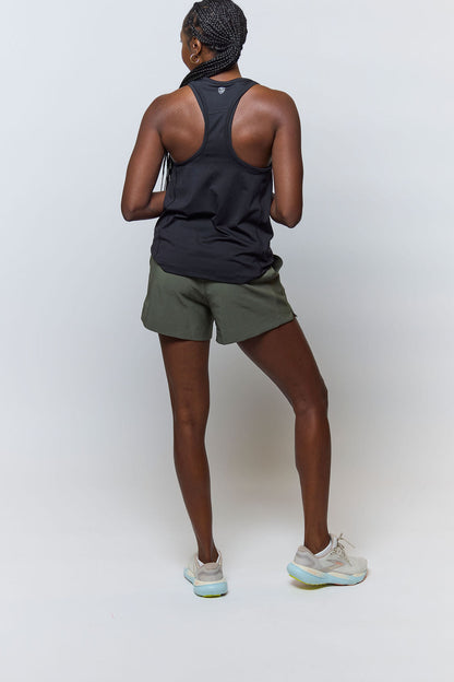 Goal Five Indie 2.0 women's black camo training sport shorts, lightweight and comfortable for active wear.