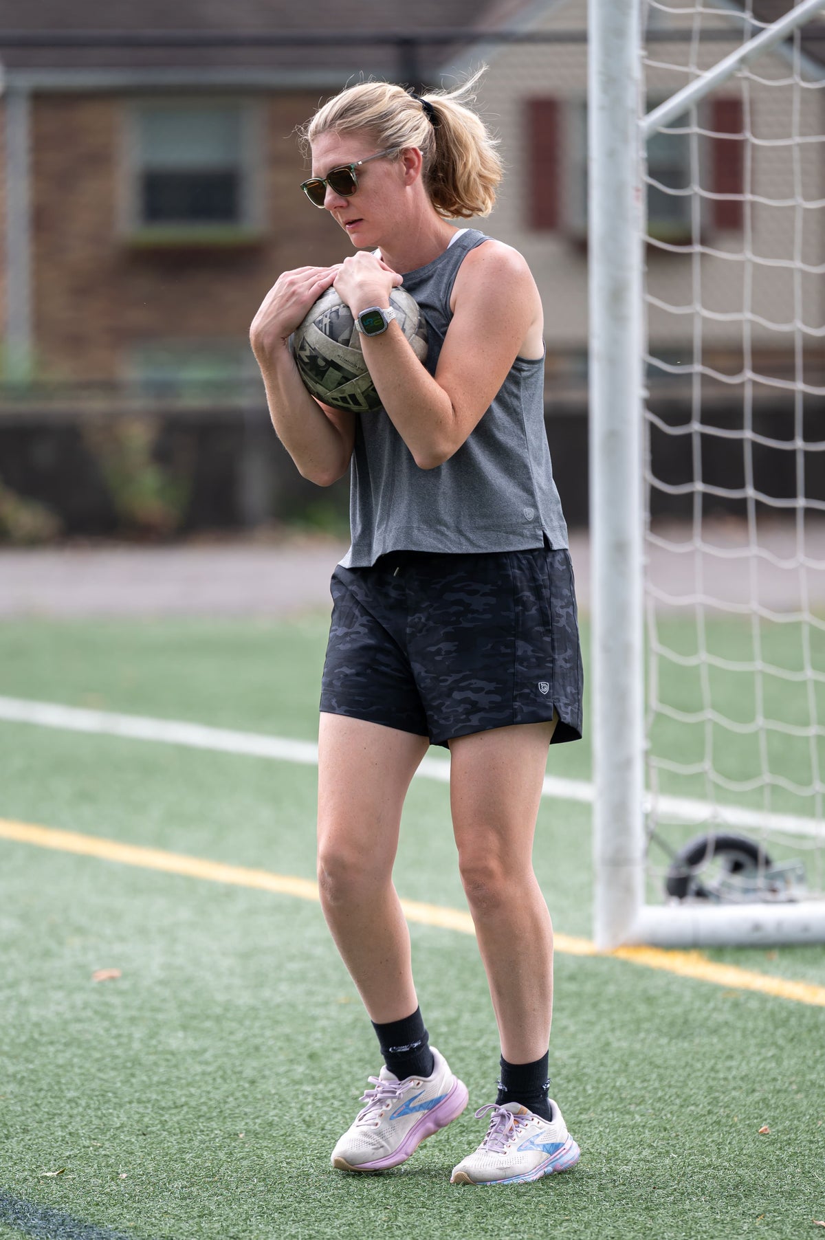 Black camo Goal Five Indie 2.0 women's training sport shorts, lightweight and comfortable for workouts and active wear.