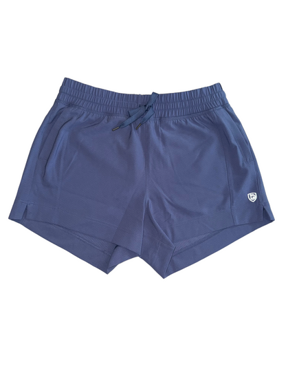 Black camo Goal Five Indie 2.0 women's training sport shorts shown from the front, lightweight and fitted for active wear.