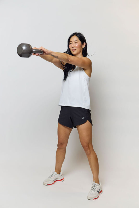 Black Excel Women's Workout Shorts by Goal Five, training shorts for women, stretchy fabric, designed for active fitness and training.