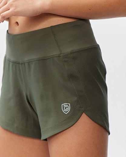Black Excel women's workout shorts by Goal Five, training shorts with a comfortable fit for women's fitness activities.