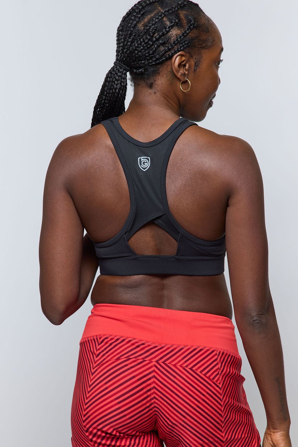 Black Excel women's workout shorts by Goal Five, designed for training, with a comfortable fit and athletic style.
