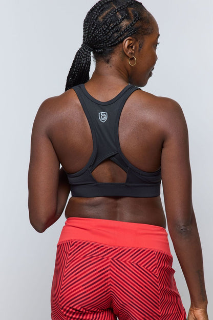 Black Excel women's workout shorts by Goal Five, designed for training, with a comfortable fit and athletic style.