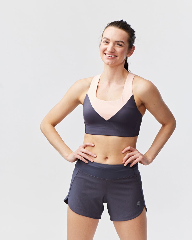 Black Excel women's workout shorts by Goal Five, training shorts with a comfortable fit for active fitness or gym sessions.