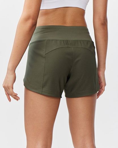 Black Excel women's workout shorts by Goal Five for training, shown on a model, designed for active fitness and comfort.