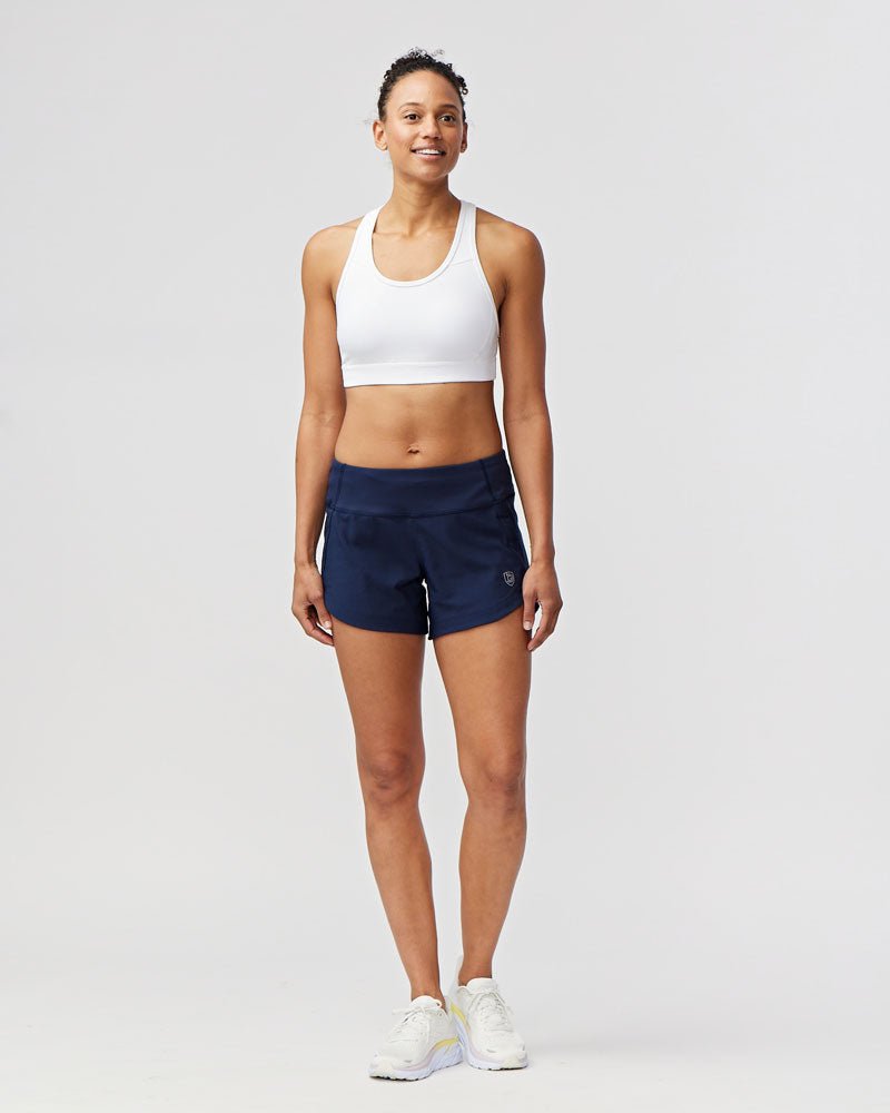 Black Excel women's workout shorts by Goal Five, training shorts with a comfortable fit and athletic design.