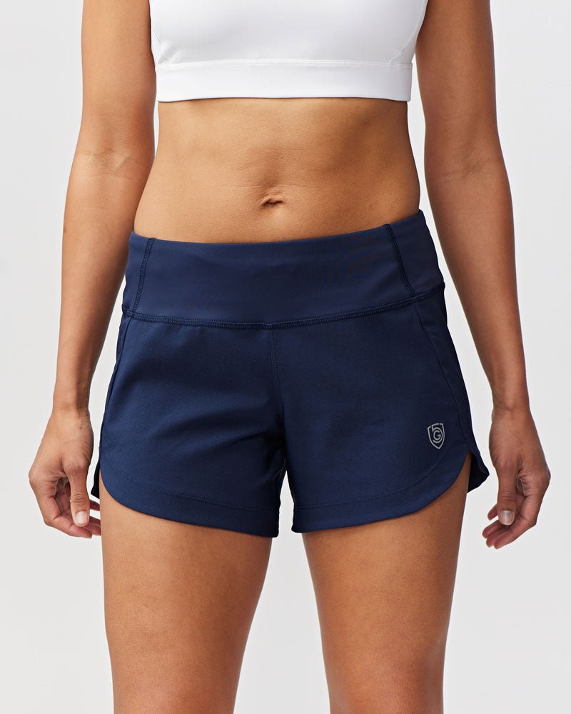 Black Excel Women's Workout Shorts by Goal Five, training shorts designed for active women with comfortable fit and athletic style.
