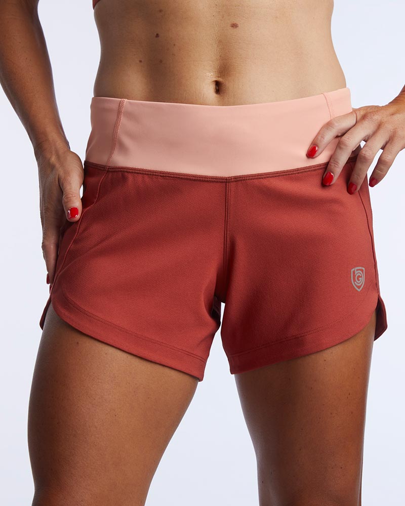 Black Excel women's workout shorts by Goal Five, training shorts with a comfortable fit for active exercise.