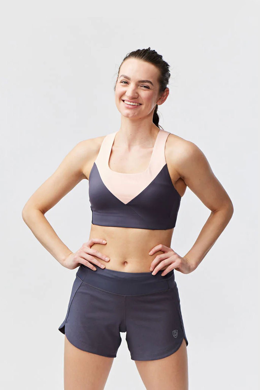 Black Excel women's workout shorts by Goal Five, training shorts with a comfortable fit and athletic design.