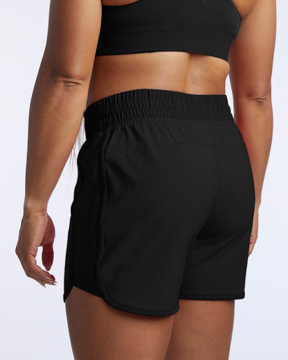 Black Goal Five Indie Women's Sport Shorts for training, shown in XS size, designed for comfortable active wear.