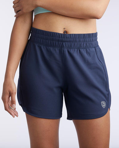 Black Indie Women's Sport Shorts by Goal Five, training shorts for women with a comfortable fit and athletic style.