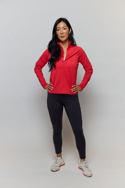 Goal Five Foudy Mid-Weight Long Sleeve ½ Zip Top for training, featuring a comfortable fit and breathable fabric in carbon color.
