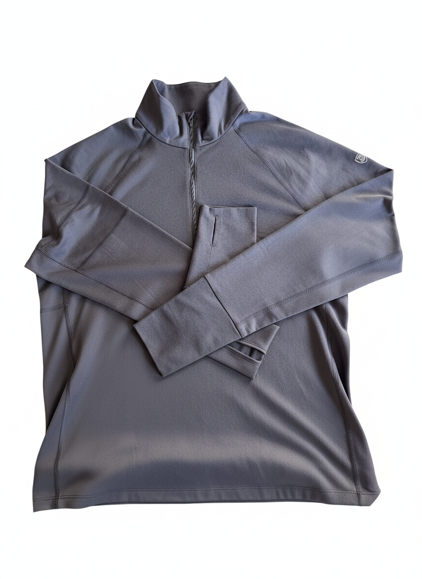 Goal Five Foudy mid-weight long sleeve training zip top in carbon color, with ½ zip and athletic fit for active wear.
