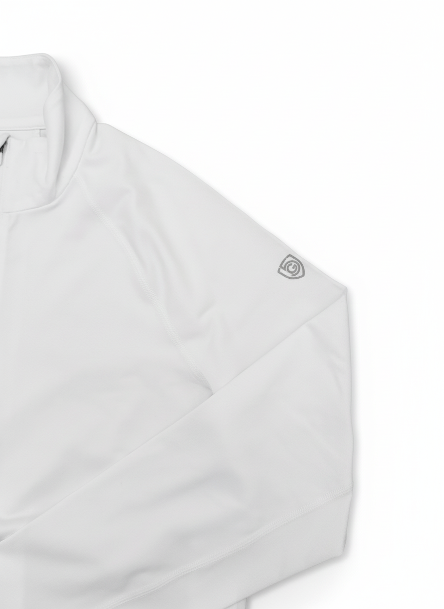 Goal Five Foudy Mid-Weight Long Sleeve ½ Zip Top for training, shown in carbon color with a sporty fit and quarter-zip closure.