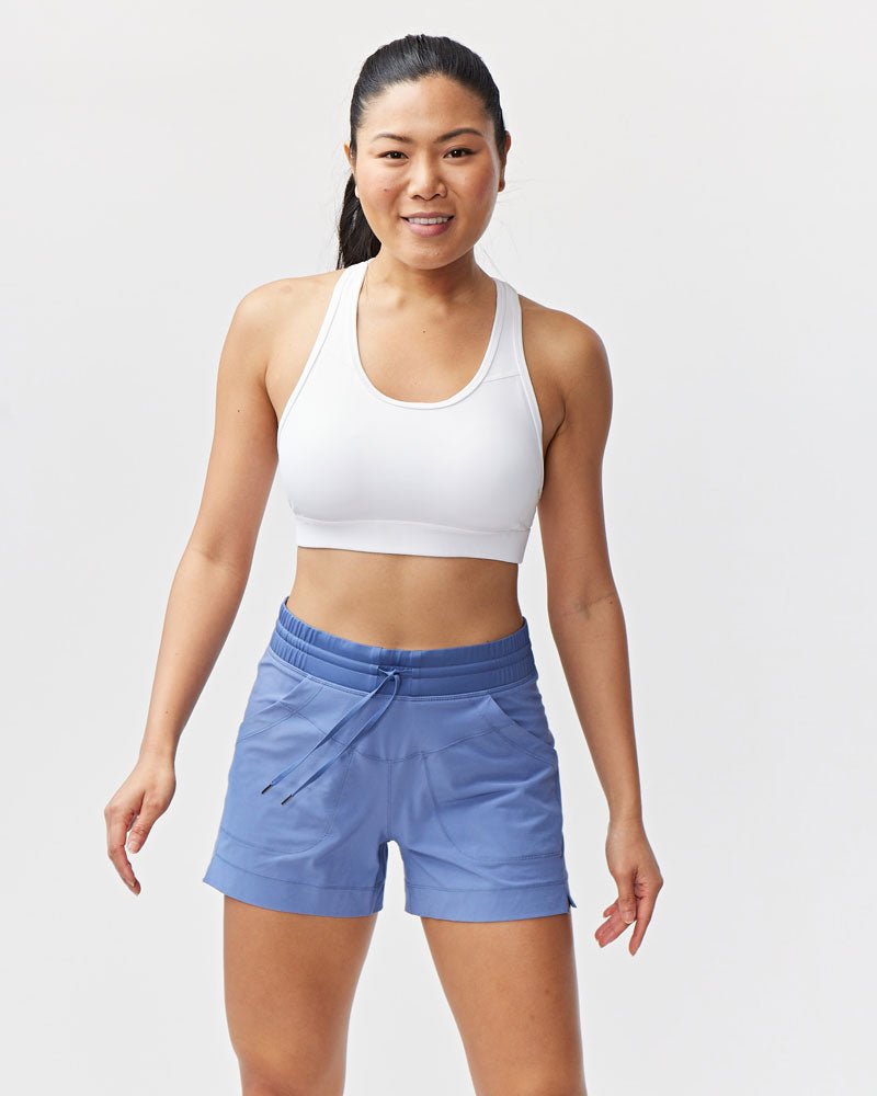 Goal Five Triple V Women's athletic training shorts in coastal color, lightweight and comfortable for active workouts.