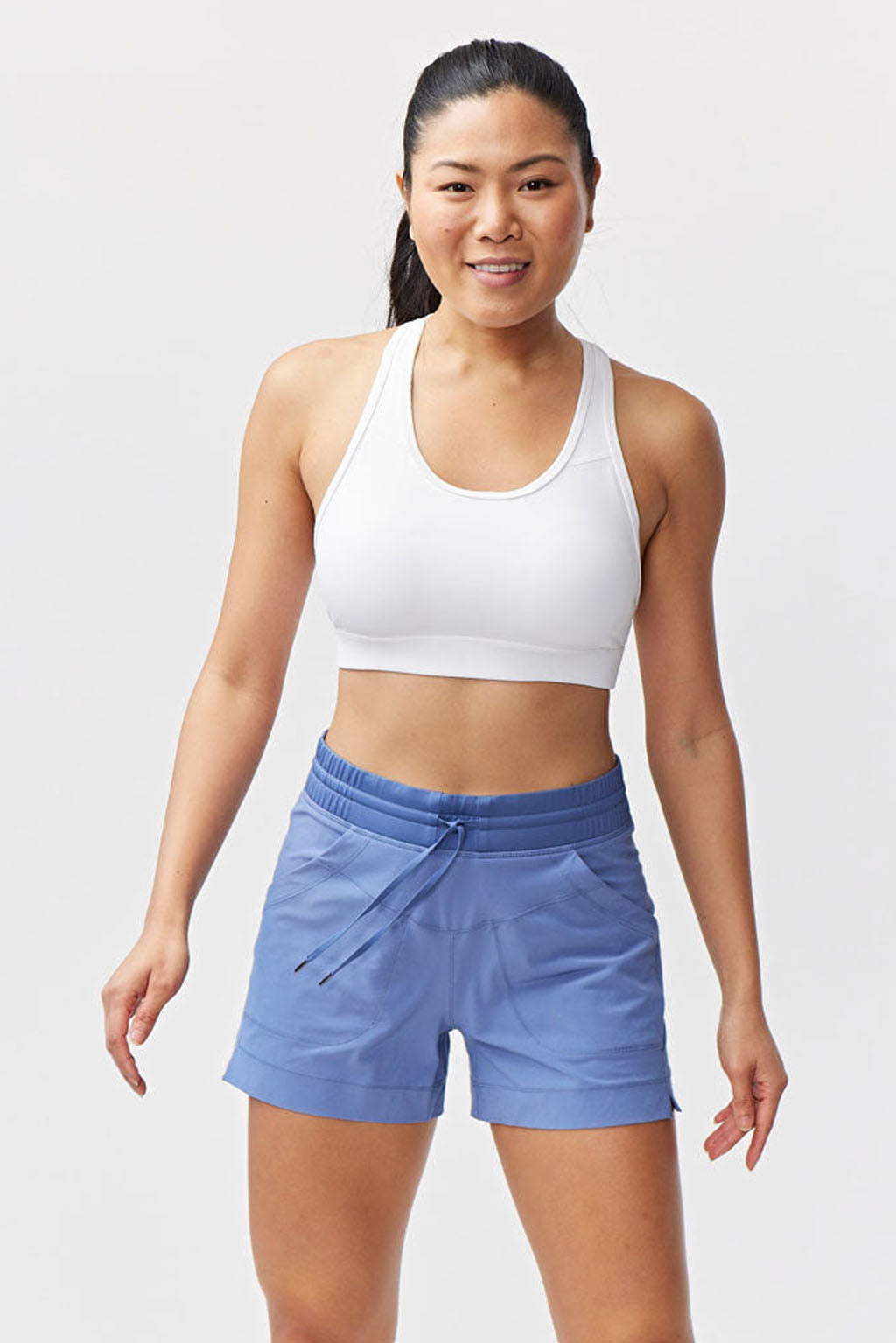 Goal Five Triple V women's athletic training shorts in coastal color, lightweight and comfortable for workout and active wear.