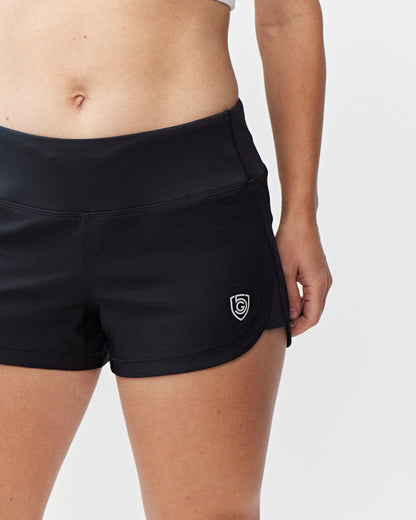 Goal Five women's training workout shorts in hot coral, lightweight and fast-drying for active fitness and gym workouts.