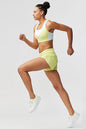 Goal Five Sheva women's high-rise running shorts in hot coral, training workout shorts for women, XS and S size.