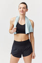 Goal Five Sheva Women's High Rise Running Shorts in hot coral, training athletic shorts with a comfortable high-rise fit.