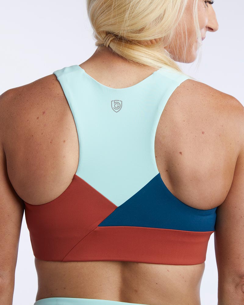 Goal Five Pionxr Bra Top for training in rose cinnabar nectar color, featuring a fitted athletic design and breathable fabric.