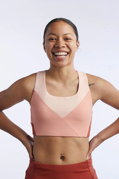 Goal Five Pionxr Training Bra Top in rose cinnabar color, lightweight and supportive for active workouts.