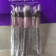 Colorful Makeup Brush Set with Synthetic Fibers packaged in glittery transparent case, perfect for flawless blending & contouring.