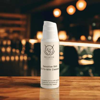 Belleviecosmetic Sensitive Skin Oil-To-Milk Cleanser in a 150ml bottle, showing the gentle makeup melt and hydrating cleansing formula.