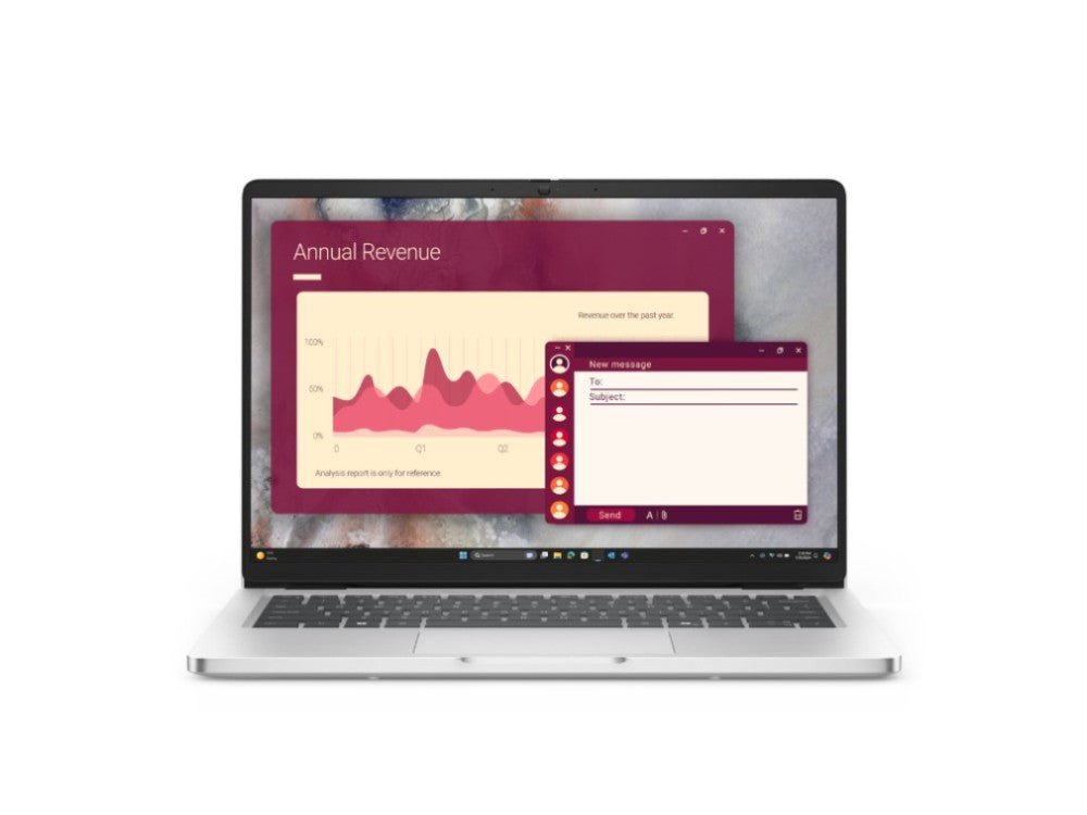 Dell Pro 14 laptop with 14-inch display, Intel Core i5, 16GB RAM, and 256GB SSD, shown closed on a white background.