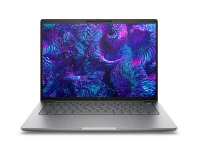 HP ZBook 8 G1i 14-inch mobile workstation laptop with Wolf Pro Security Edition, Intel Core Ultra 7, featuring a sleek design.