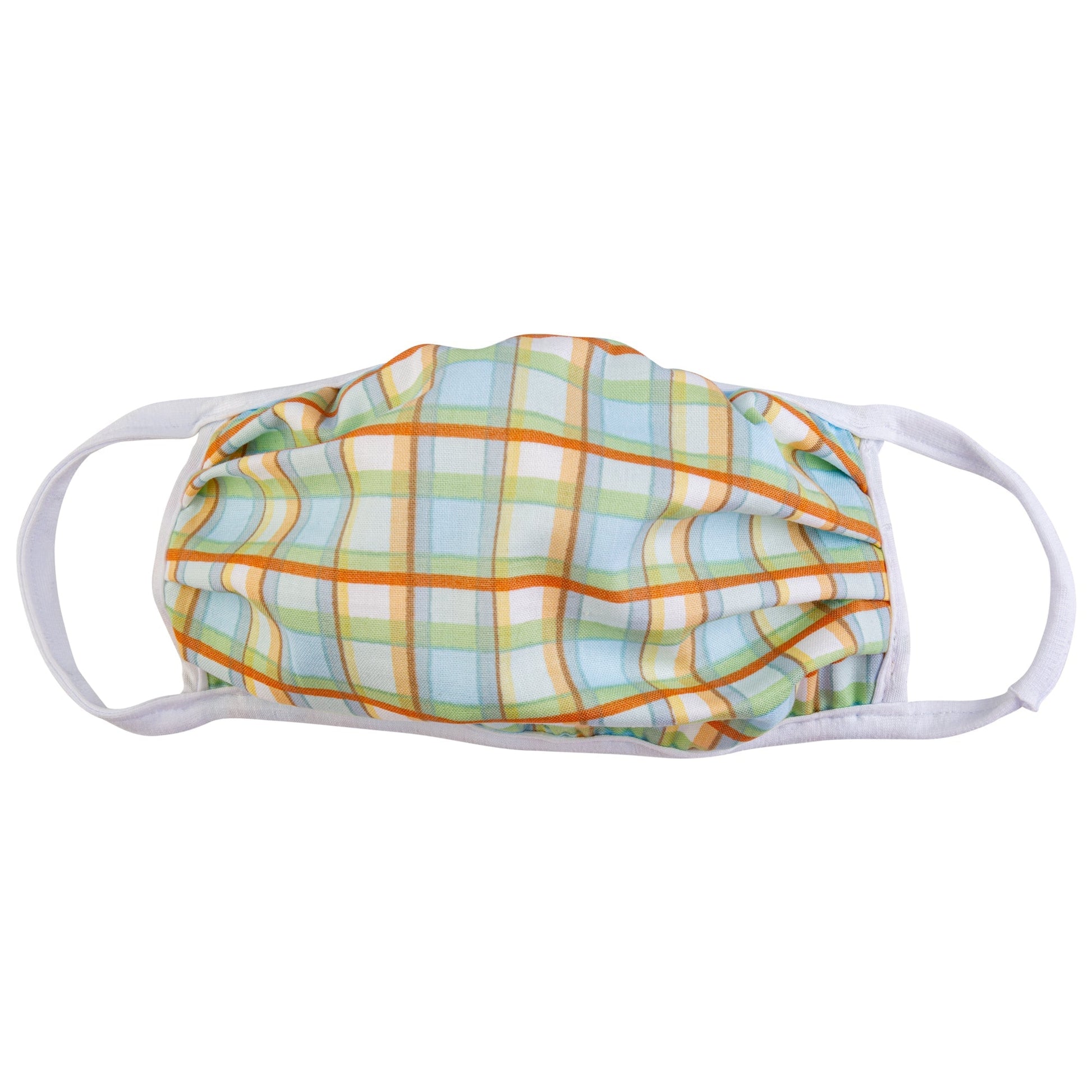 Vibrant cloth face mask by GreaterGood featuring Americana design, made in the USA, with colorful fabric and adjustable ear loops.