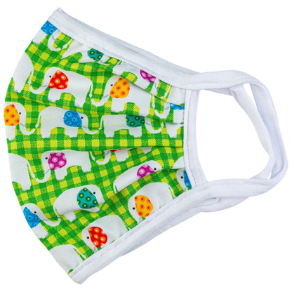 Vibrant cloth face mask by GreaterGood featuring colorful Americana design, made in the USA, with ear loops for comfortable wear.