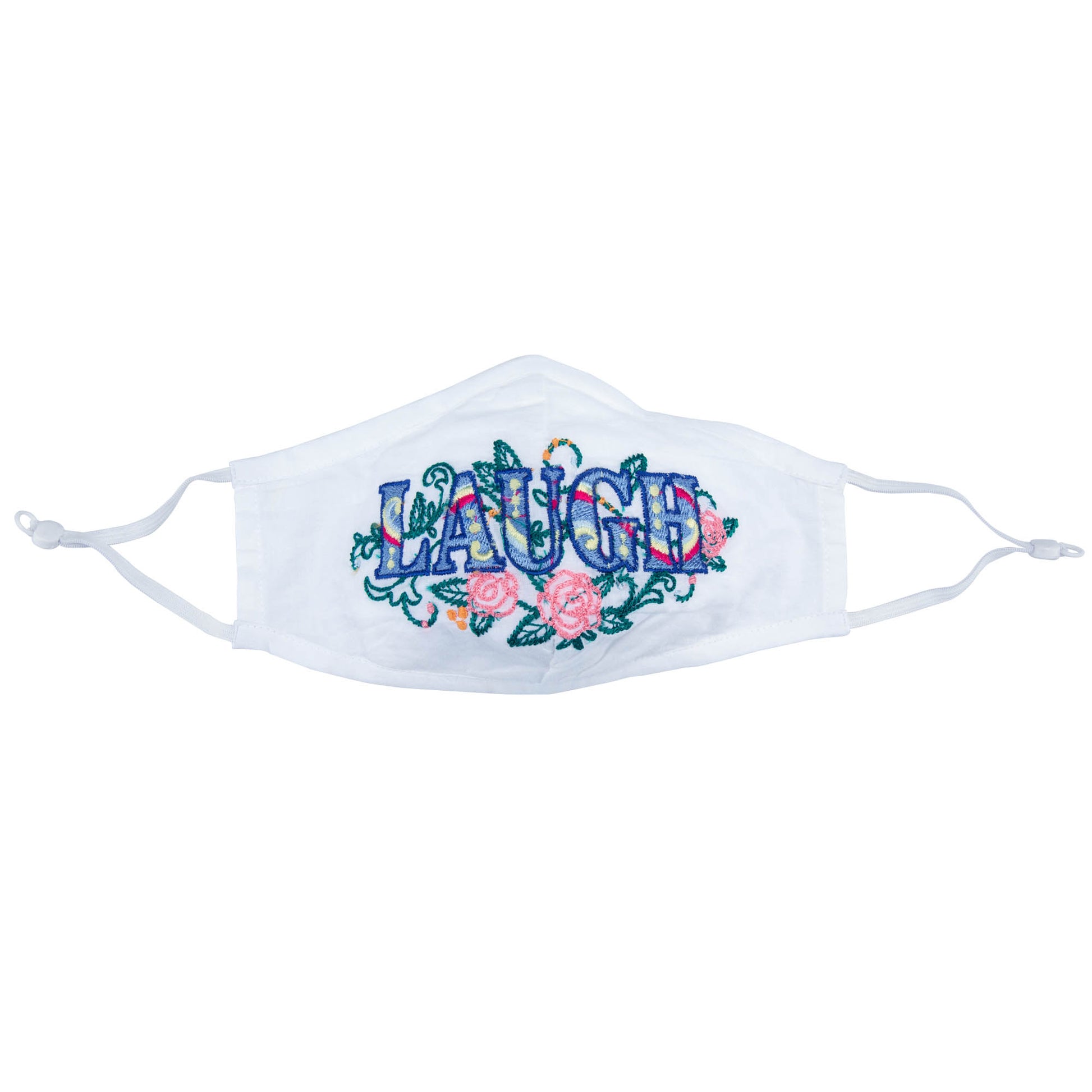GreaterGood Read My Lips embroidered face mask with "Be Kind" message, designed for comfortable wear and expressive style.