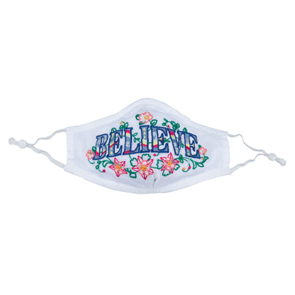GreaterGood Read My Lips embroidered face mask with beige fabric and pink lettering, designed as a face mask and mask accessory.