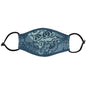 Blue organic reversible face mask with patched-together design by GreaterGood, made for comfortable, eco-friendly face covering.