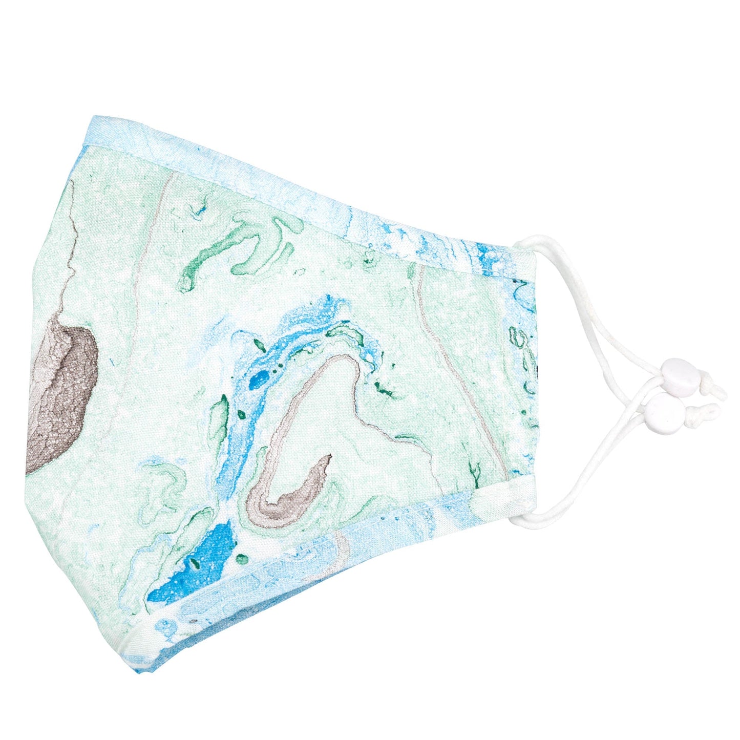 GreaterGood Marbleous color face mask and headband set with green and blue marble pattern, stylish mask accessories.