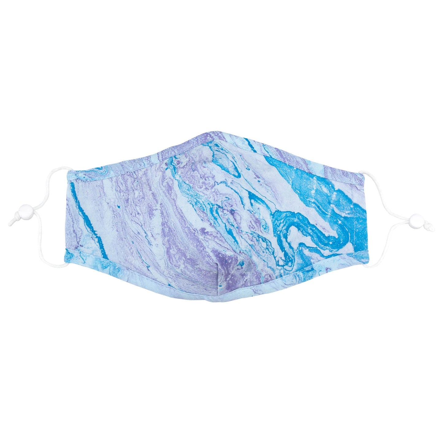 Green and blue marble-patterned face mask and headband set by GreaterGood, featuring stylish fabric mask and matching accessories.