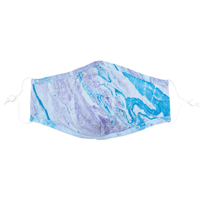 Green and blue marble-patterned face mask and headband set by GreaterGood, featuring stylish fabric mask and matching accessories.