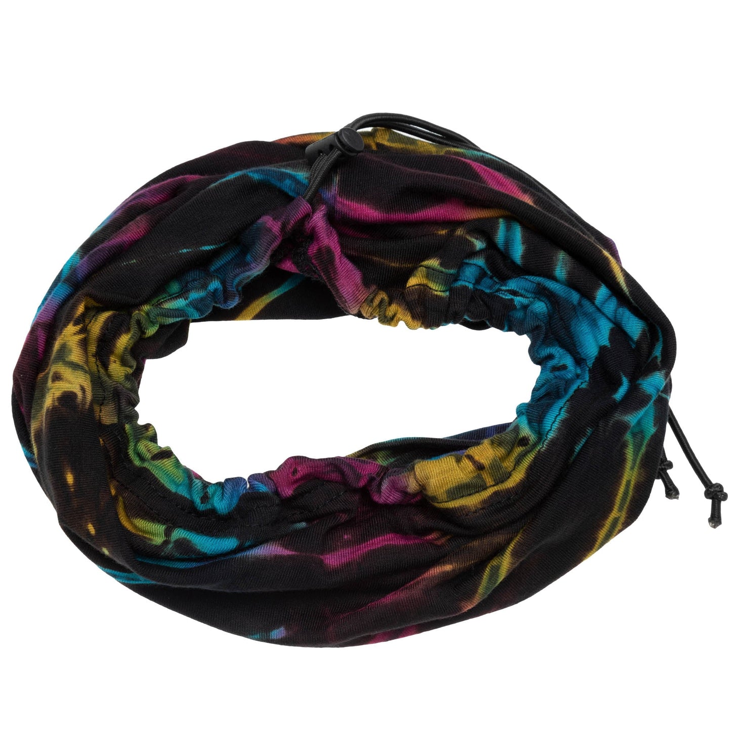 Colorful tie-dye gaiter face mask by GreaterGood, made for versatile face covering and mask accessory use.