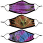 Set of three tie-dye face masks from GreaterGood, protective face masks with colorful patterns and comfortable fit.