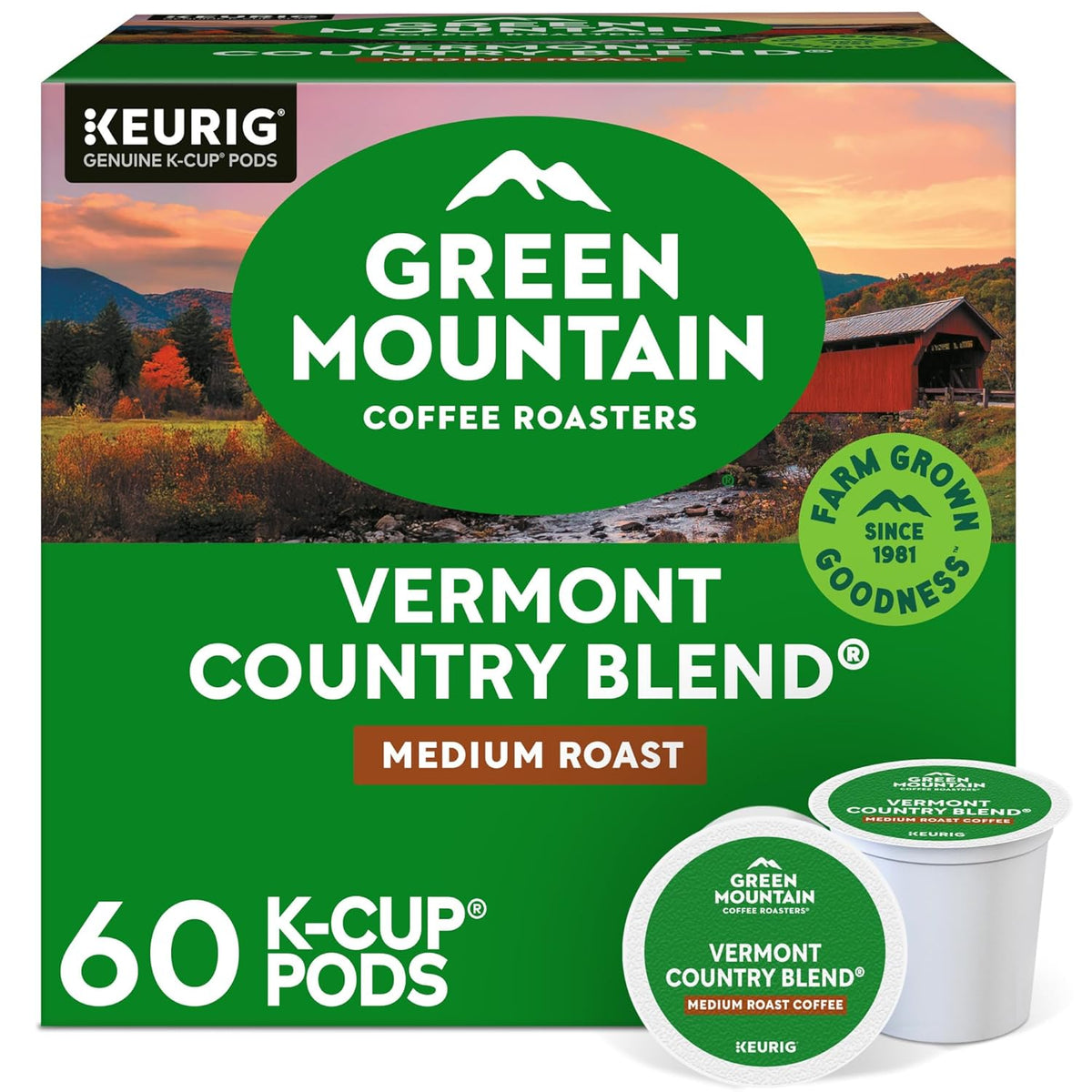 Green Mountain Coffee Nantucket Blend Keurig K-Cup pods, medium roast coffee, 96-count pack, for single-serve coffee machines.