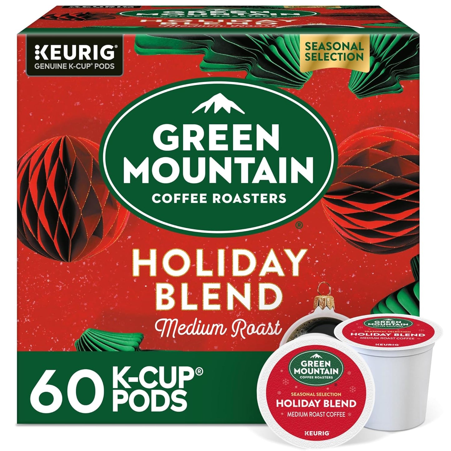 Green Mountain Coffee Roasters Nantucket Blend Keurig K-Cup pods, medium roast coffee, 96-count pack, ready for single-serve brewing.
