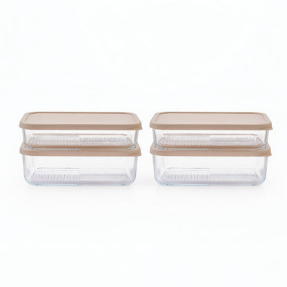 Dura Living Glass Food Storage Set with 12 airtight containers in mixed sizes, filled with cashew cream.