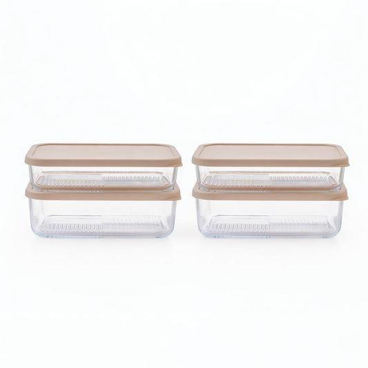 Dura Living Glass Food Storage Set with 12 airtight containers in mixed sizes, filled with cashew cream.